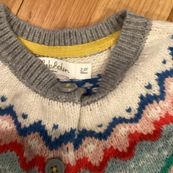 Mini Boden Gray Sweater with Colorful Chevron Design - Picture 3 of 4